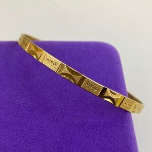 💛 Vintage Geometric Gold Plated Bangle | Bold Textured Finish | Everyday Glam